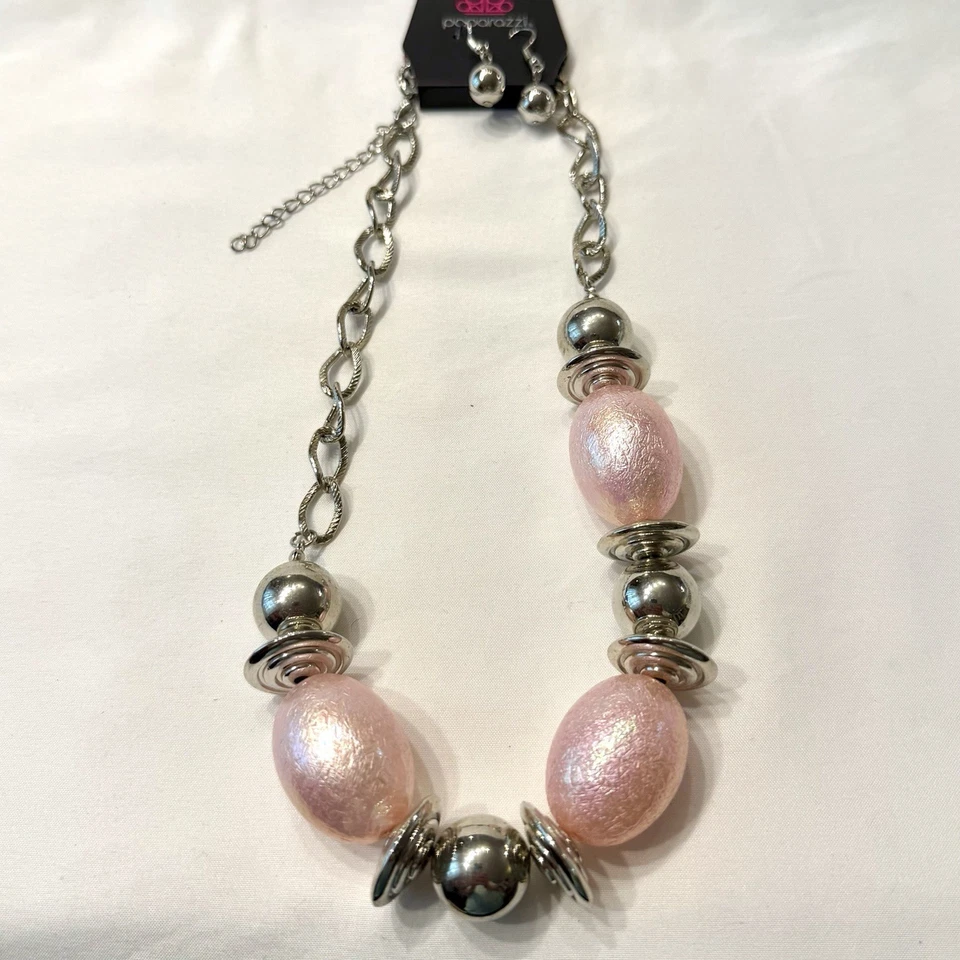 Chunky Iridescent Pink Custom Jewelry Mixed Lot Necklace Bracelet 2 Earrings NEW