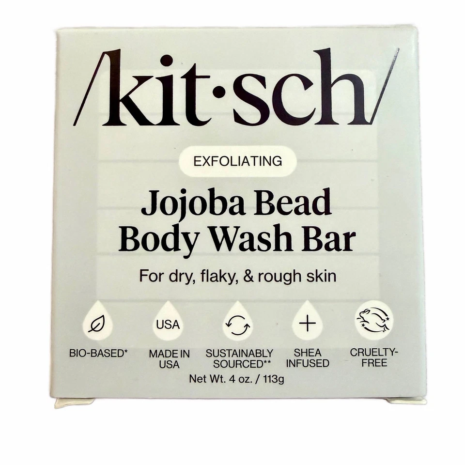 Kit•sch Jojoba Bead Exfoliating Body Wash Bar Lot of 2 BNIB Kitsch Soap