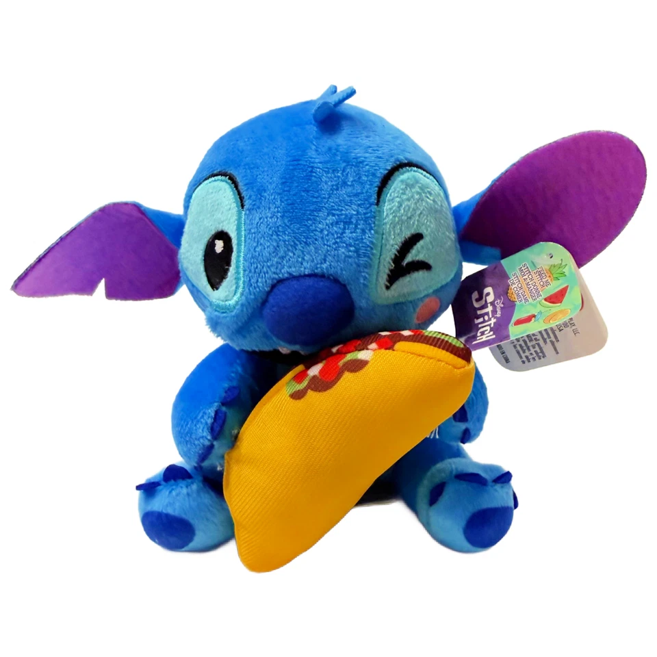 Disney STITCH Lot of 2 Plush Stuffed Animals Barbell Exercise Gym Taco Food NWT
