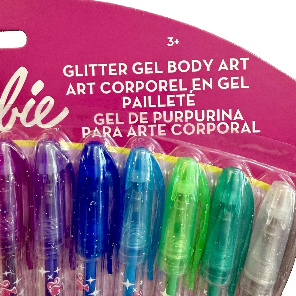 Mattel Barbie 16 Piece Glitter Pen Body Art Set Glittery and Bright Colors NEW