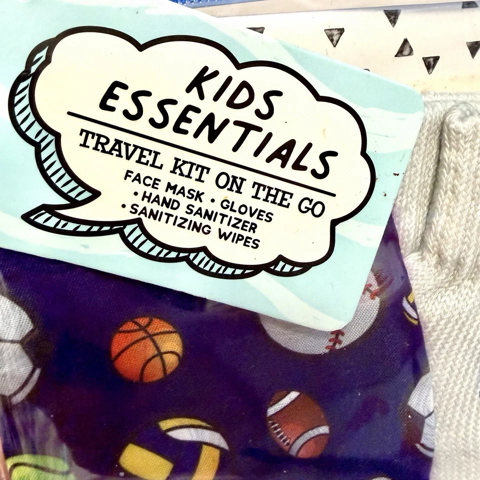 Kids Essentials Flu / Cold Season Face Mask Hand Sanitizer Gloves NWT