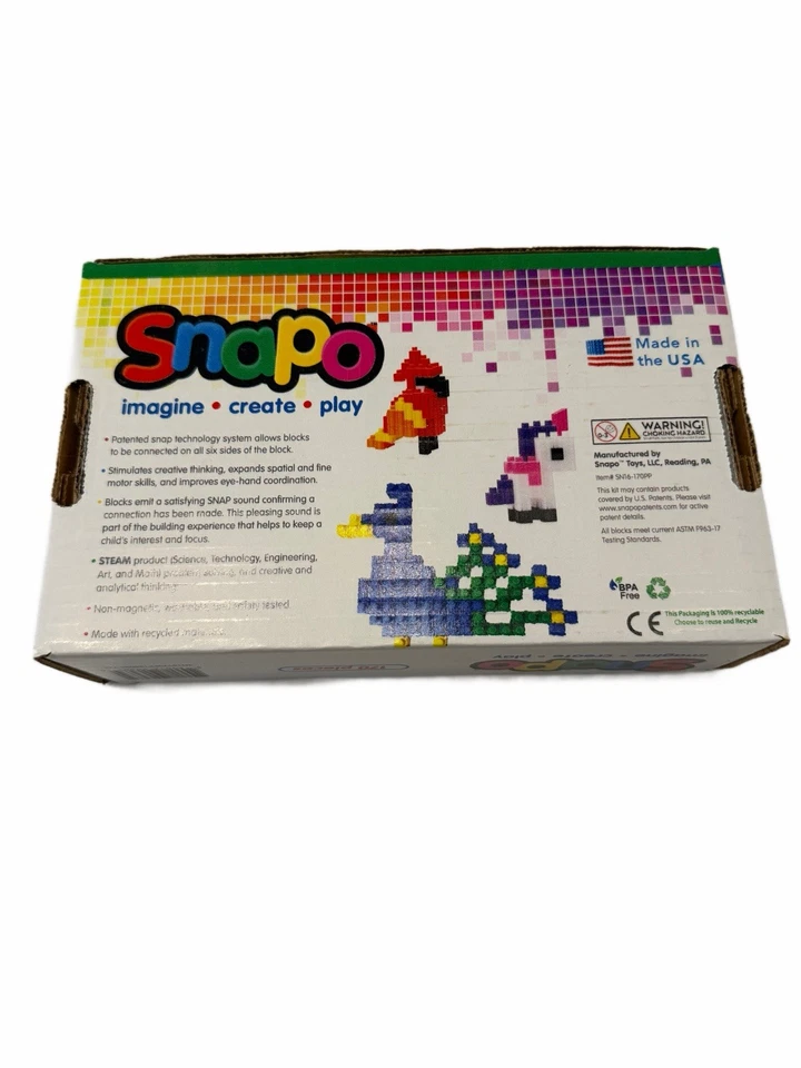 Snapo Builders New Box Toy Pixels Blocks Ages 7+ Made in the USA 170 pcs