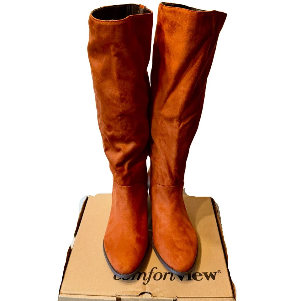 Women's Felicity Boots Size 11 Wide Mid-Calf Suede Copper 2" Heel NIB