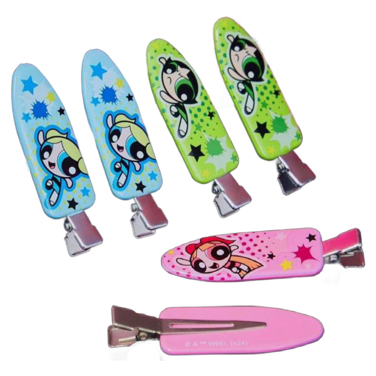9 pc Powerpuff Girls Satin Scrunchies & Alligator Hair Clips New Lot