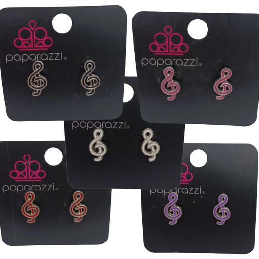 Enamel Treble Clef Note Music Fashion Post Earrings NEW