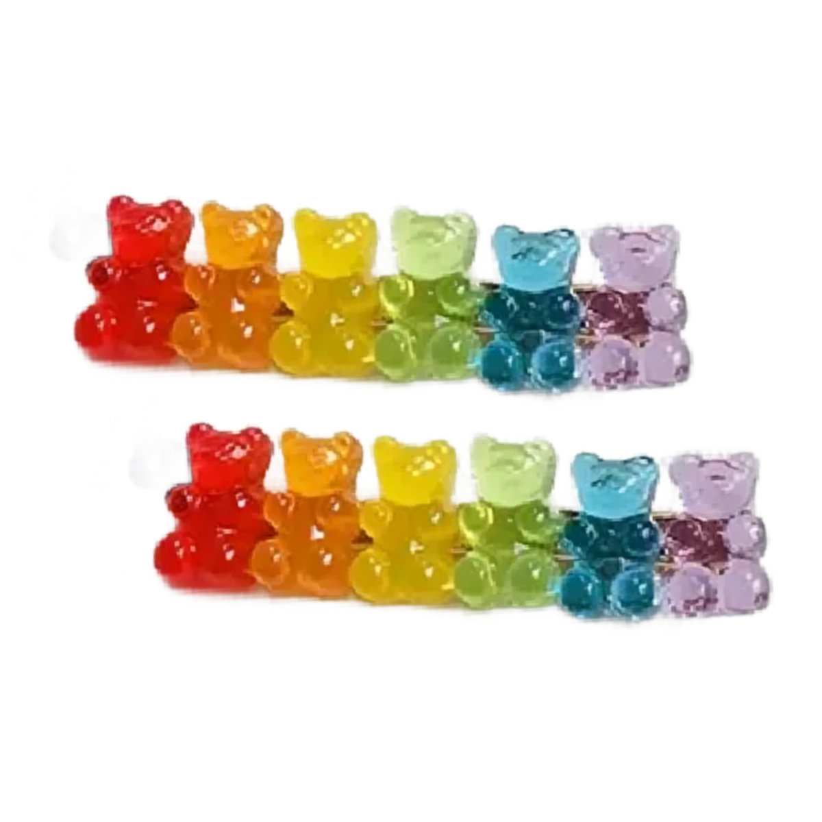 Rainbow Bear Hair Clip Candy Gummy Bears Colorful 2.36" Barrettes New