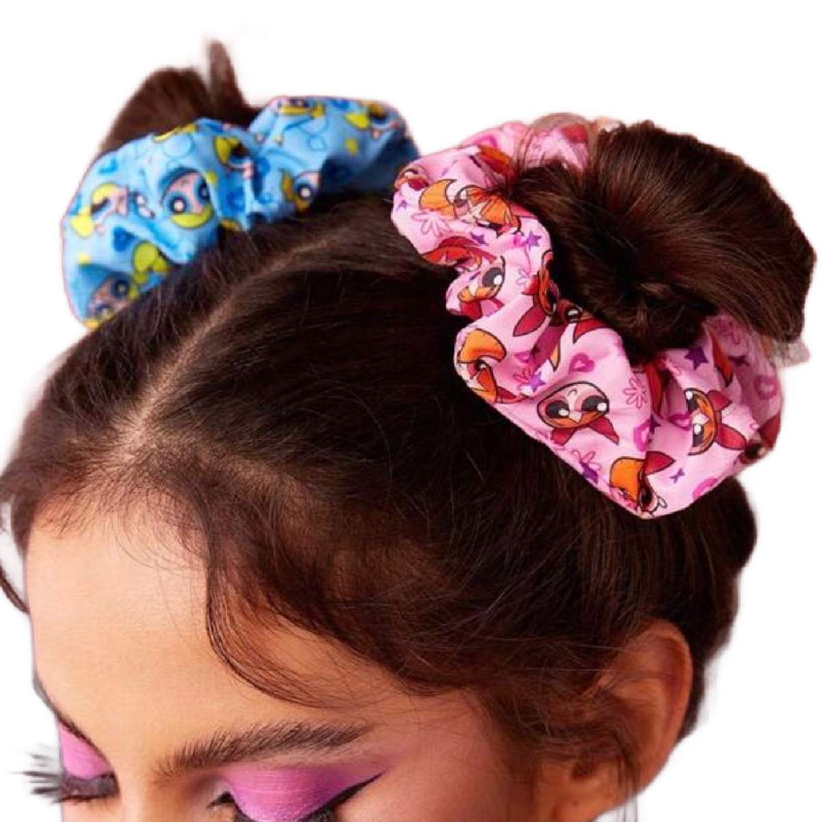 9 pc Powerpuff Girls Satin Scrunchies & Alligator Hair Clips New Lot