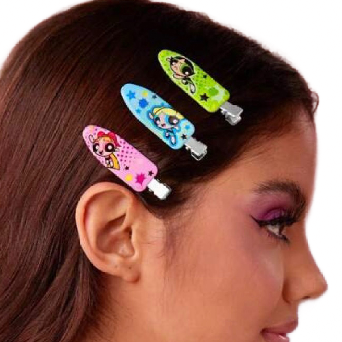 9 pc Powerpuff Girls Satin Scrunchies & Alligator Hair Clips New Lot