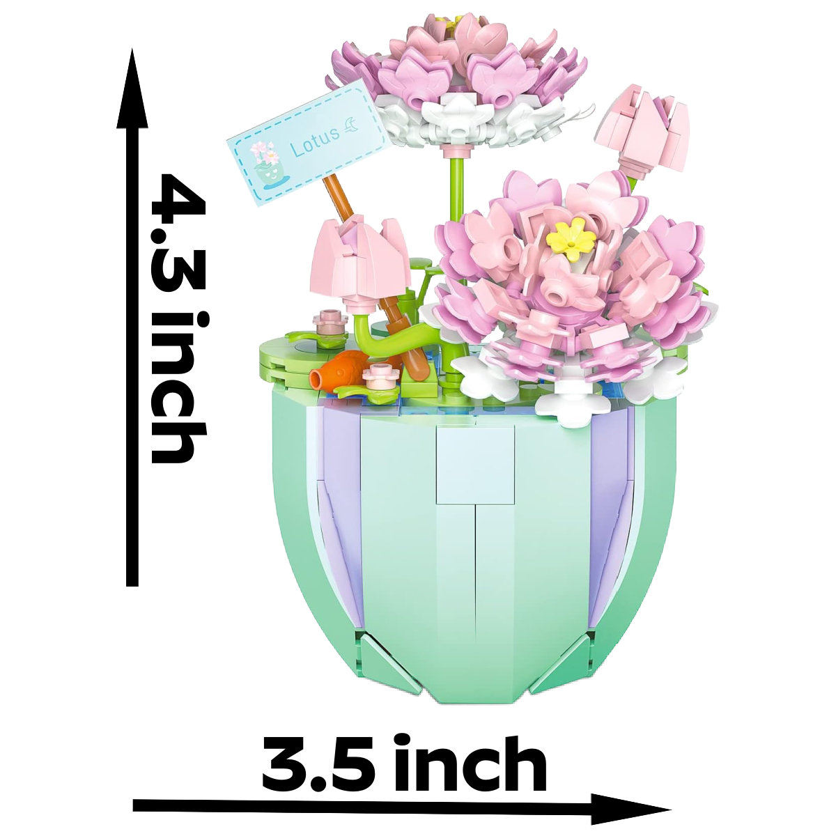 Mini Pink Lotus Flower Building Block Potted Plant Garden #2084 NEW No Box