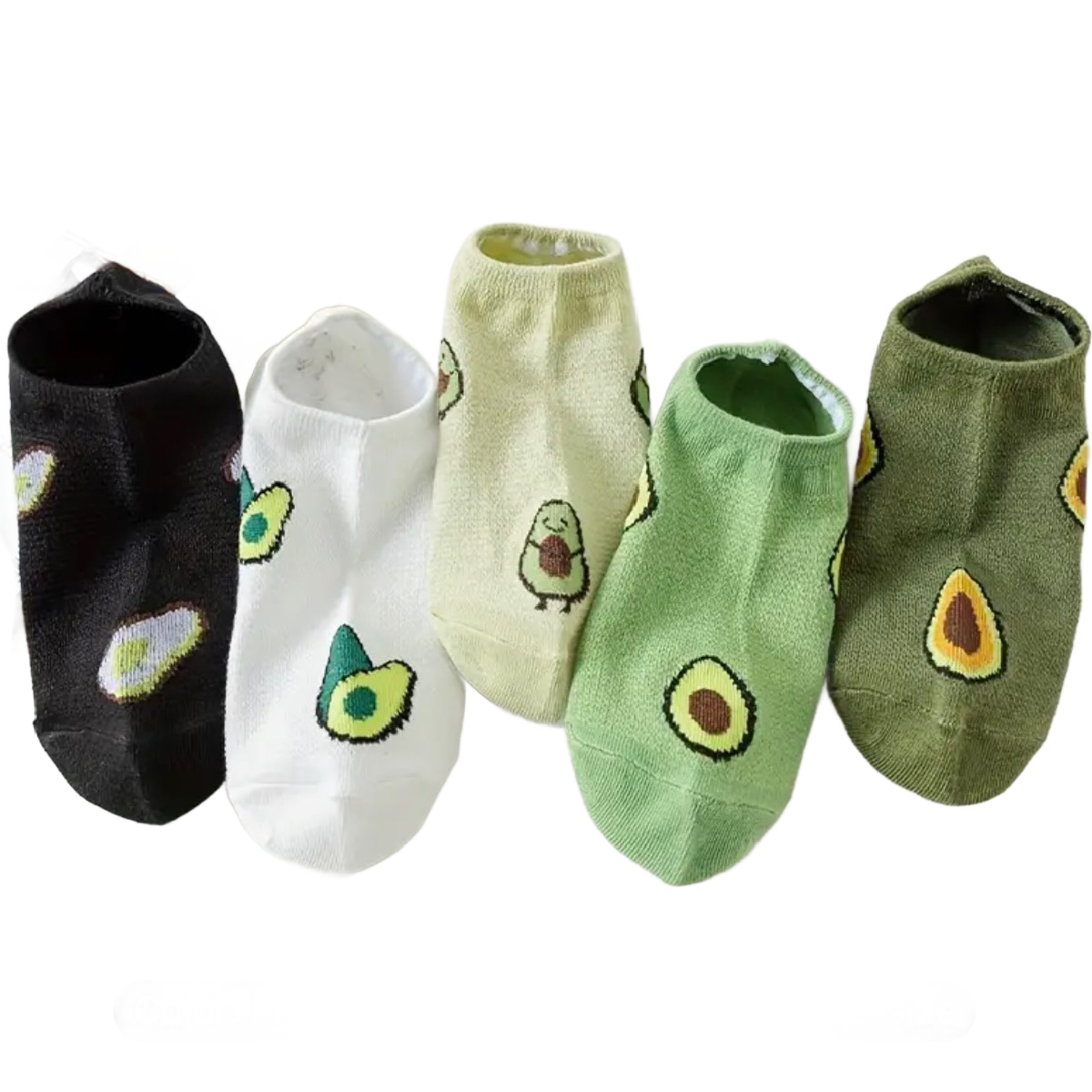 5 Pairs of No Show Avocado Print Green Lightweight Women's Stockings Hosiery New