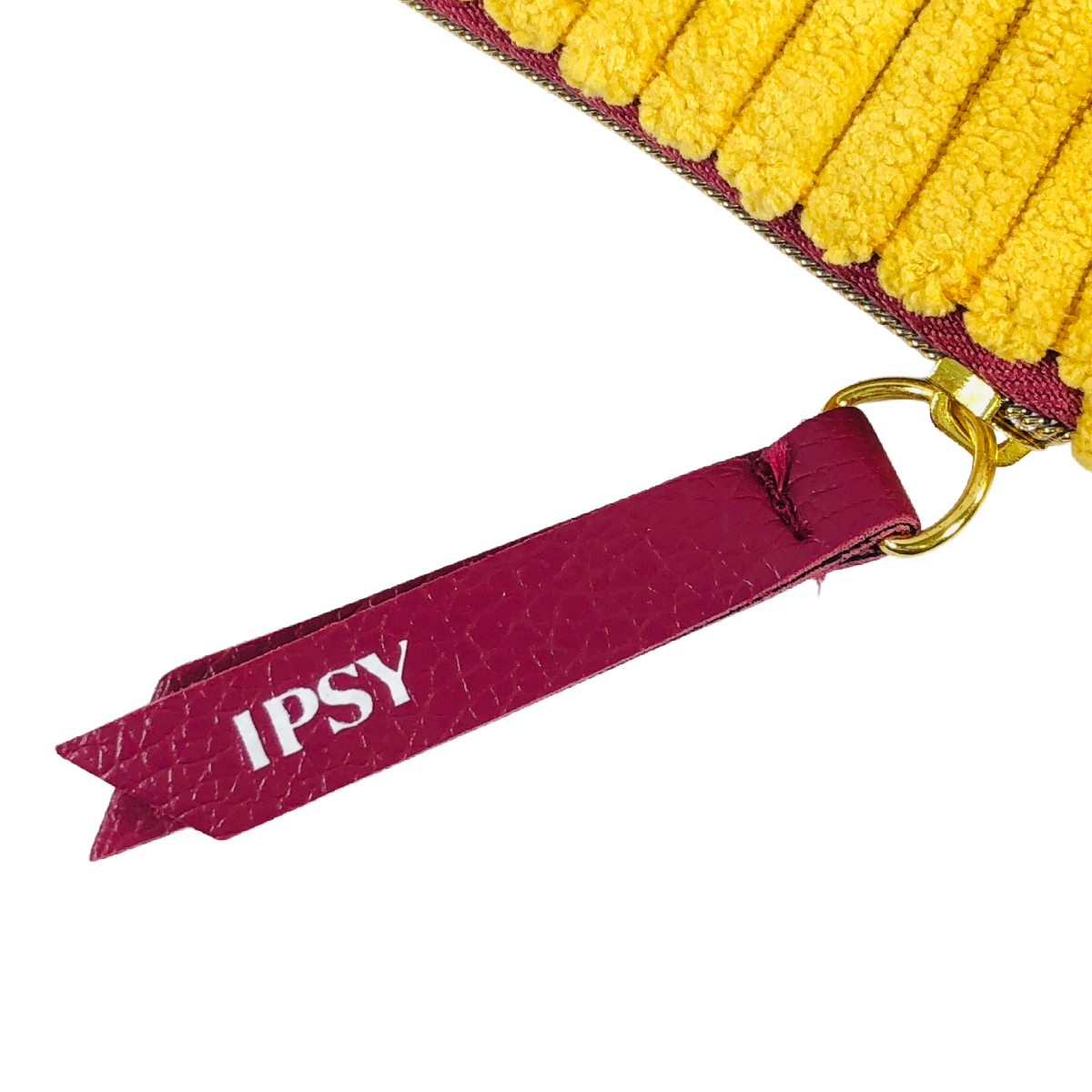 September 2020 Chenille Corduroy in Yellow & Maroon Ipsy Zipper Makeup Glam Bag