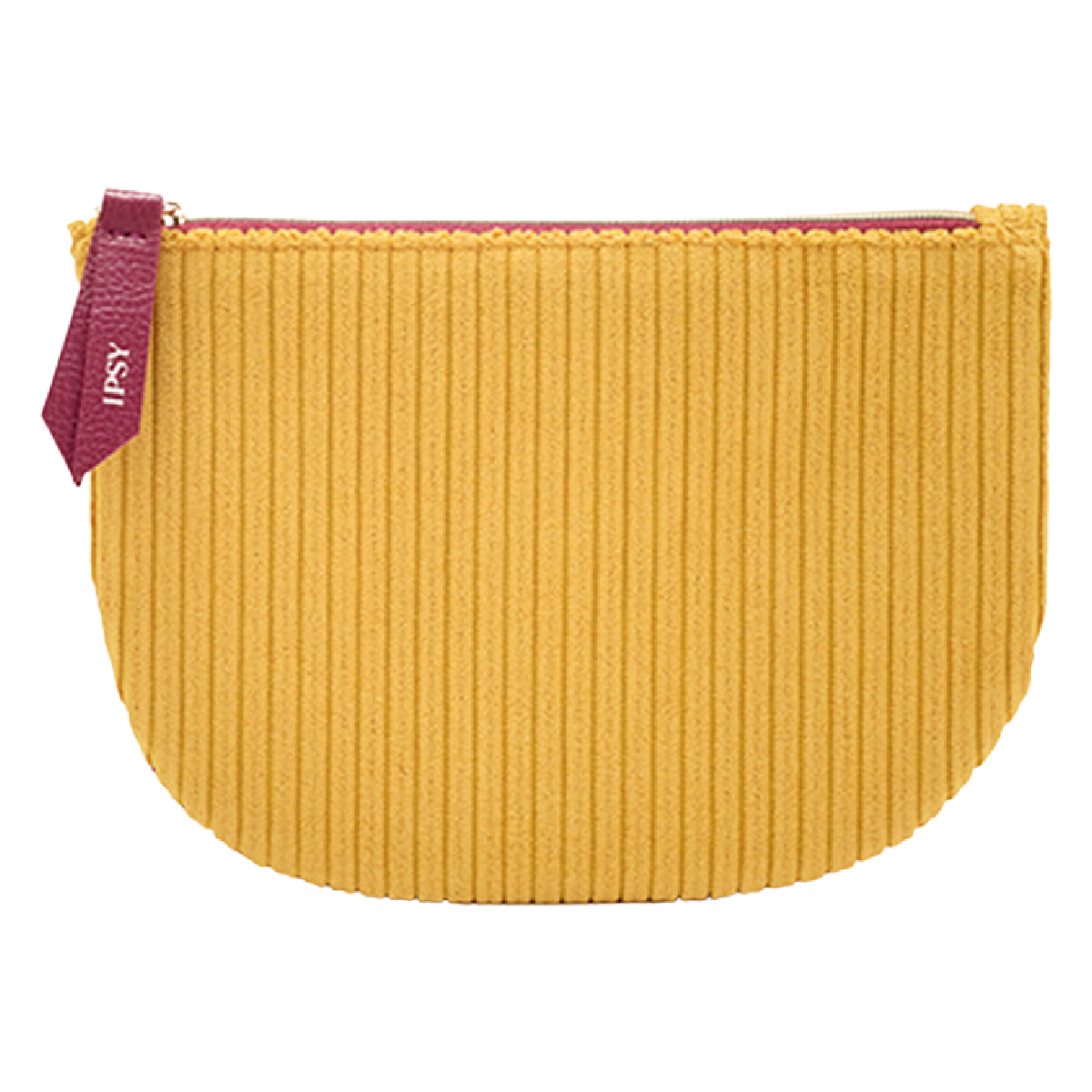 September 2020 Chenille Corduroy in Yellow & Maroon Ipsy Zipper Makeup Glam Bag