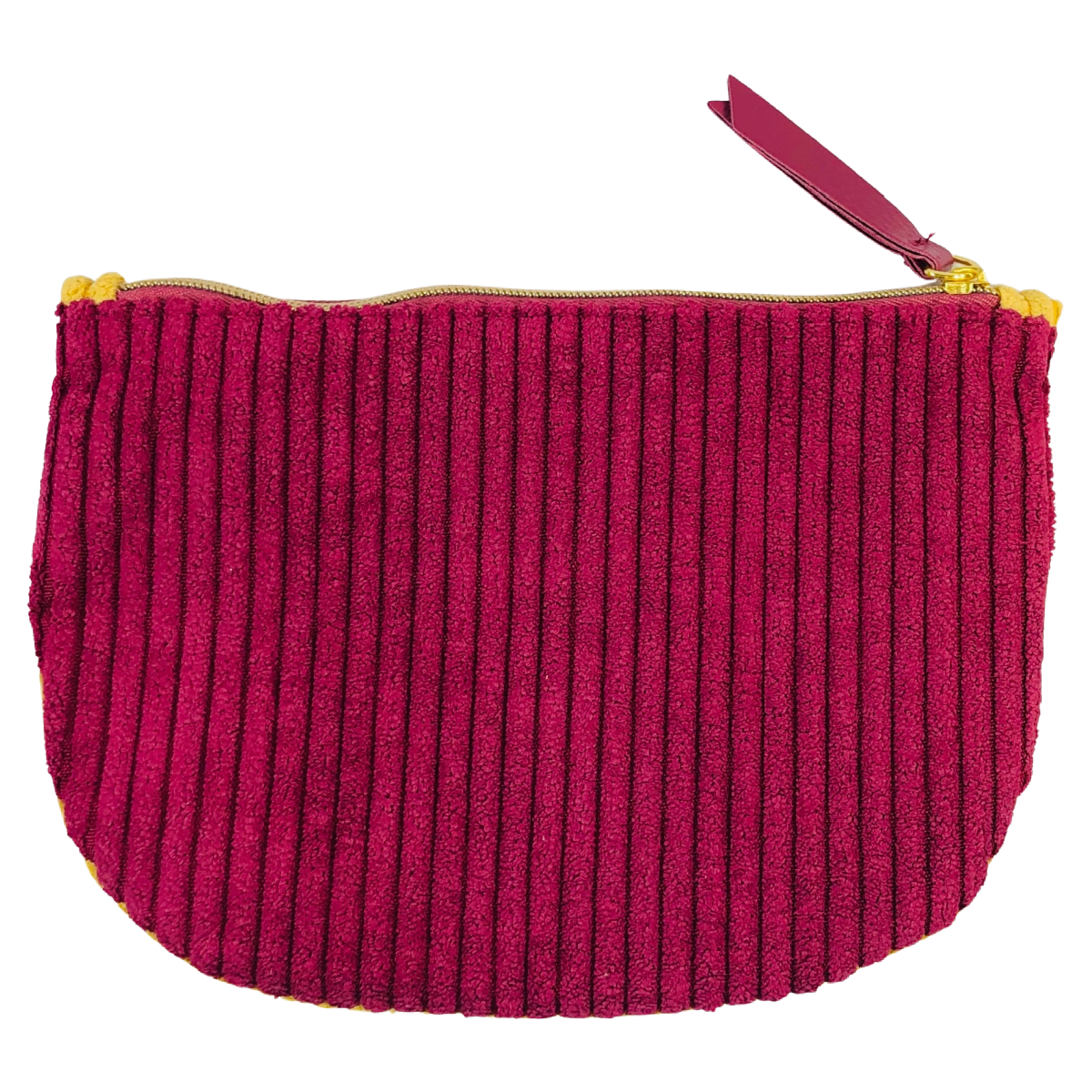 September 2020 Chenille Corduroy in Yellow & Maroon Ipsy Zipper Makeup Glam Bag