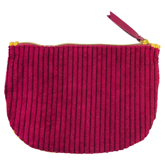September 2020 Chenille Corduroy in Yellow & Maroon Ipsy Zipper Makeup Glam Bag