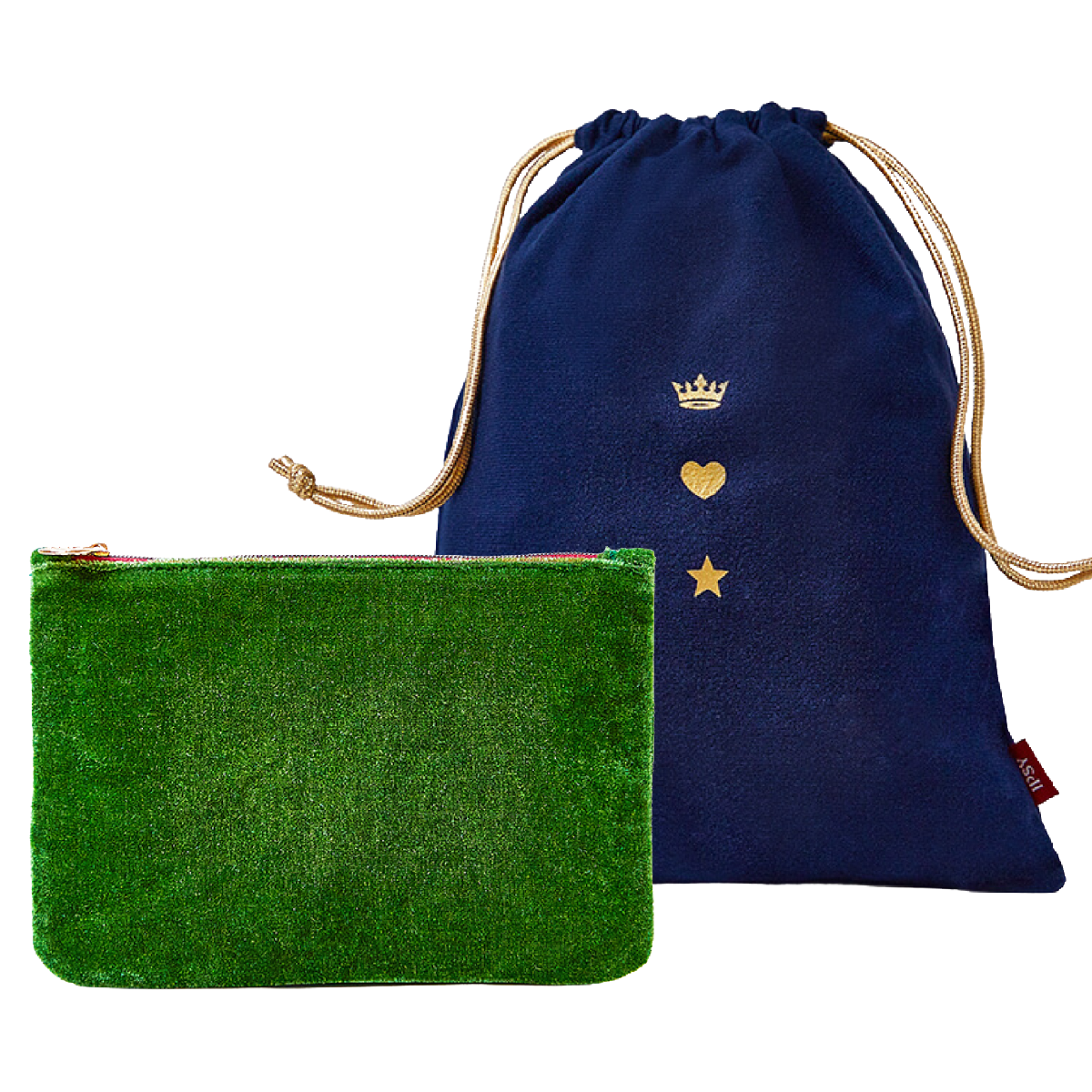 November 2021 Ipsy Blue Green Royal Treatment Makeup & Drawstring Bag Lot of 2