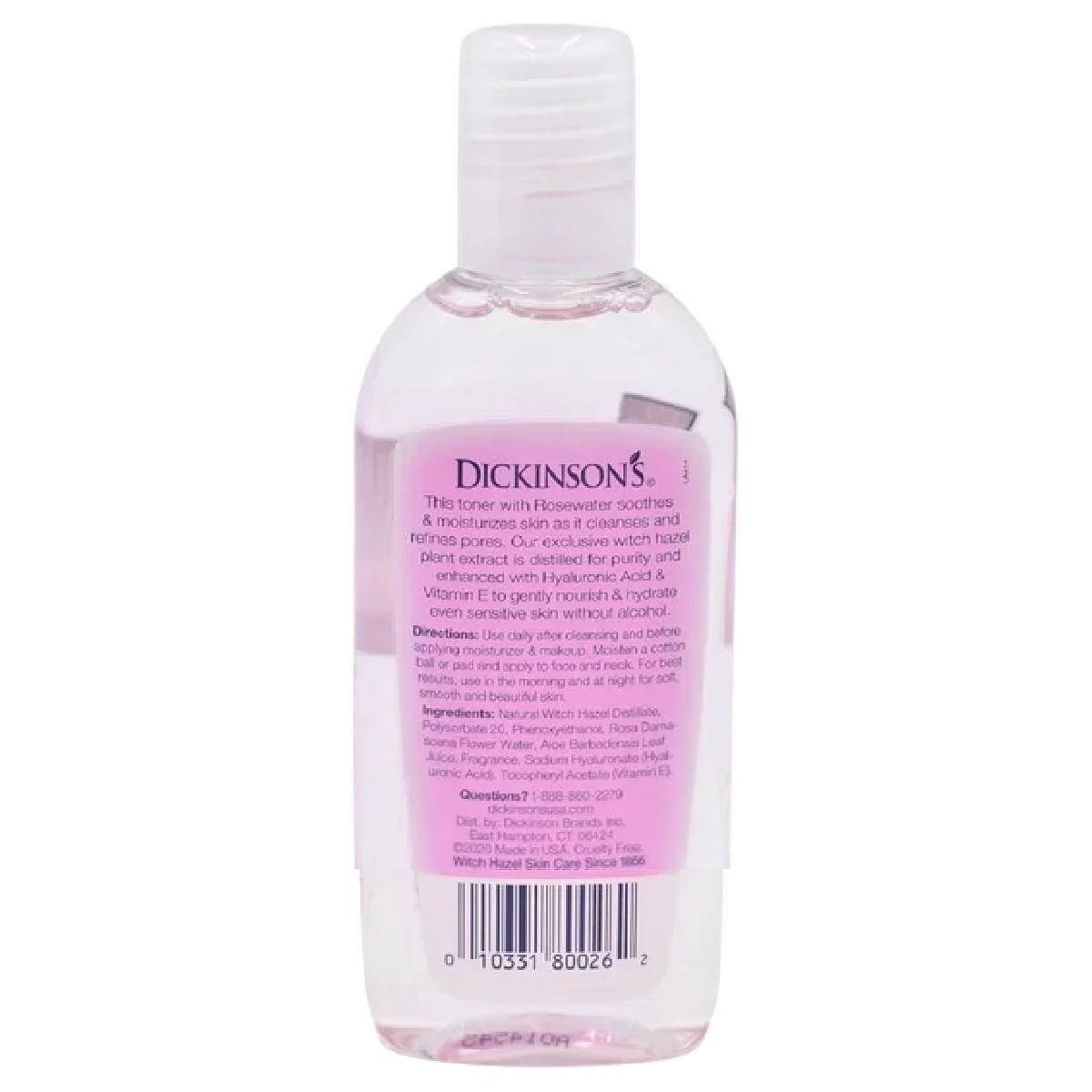 Alcohol Free Dickinson Witch Hazel Hydrating Toner w/ Rosewater, 3.3 oz New