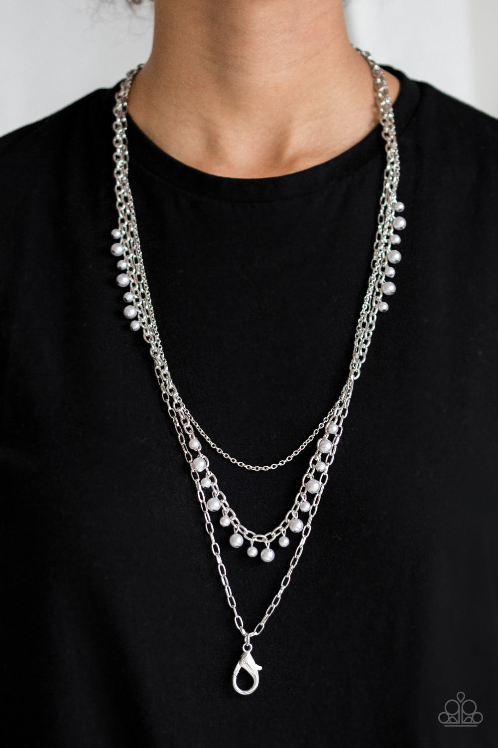 Pearl Pageant Lanyard - Silver