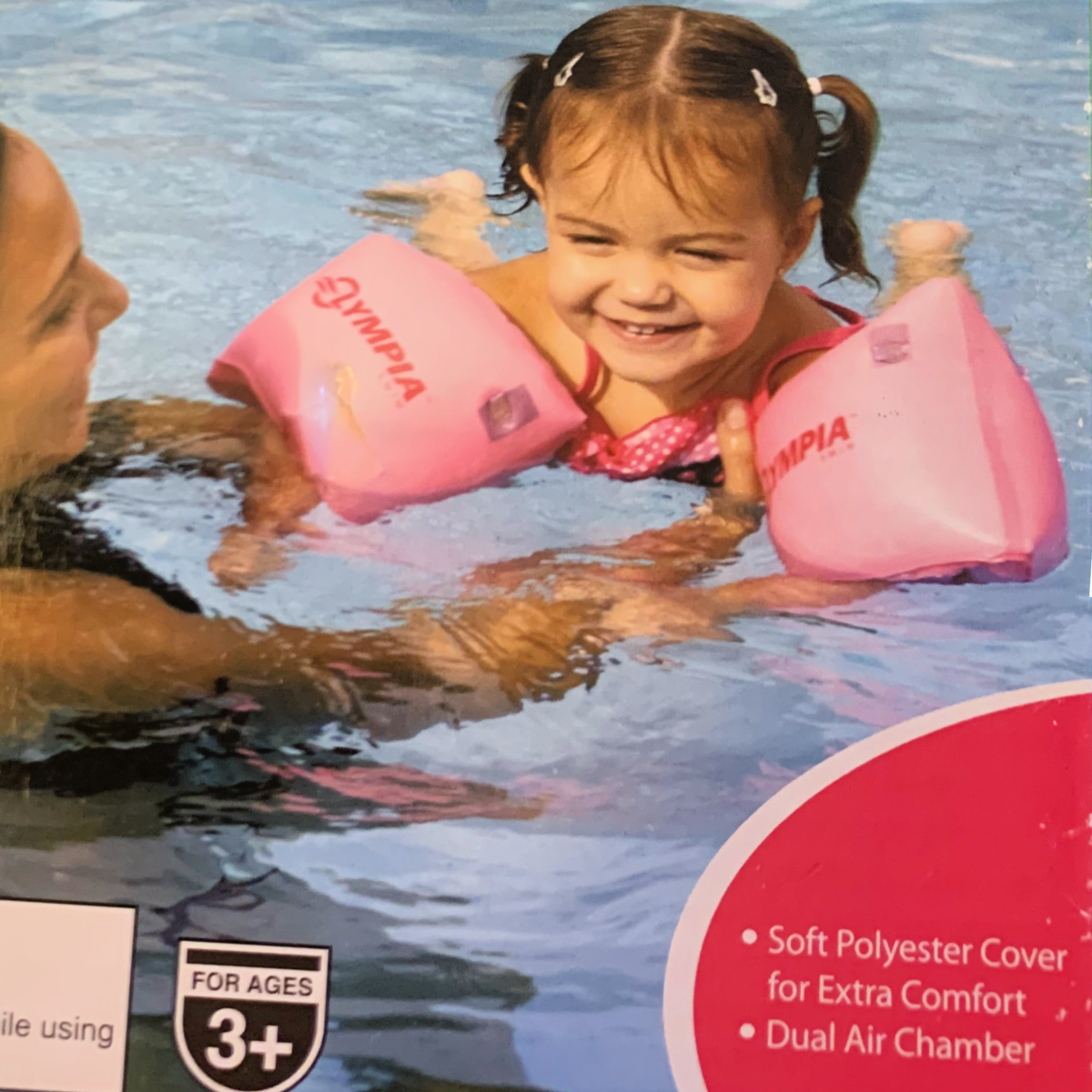 Olympia Swim Armbands Pink Soft Fabric Water Floaties Dual Air Chamber Age 3 NEW