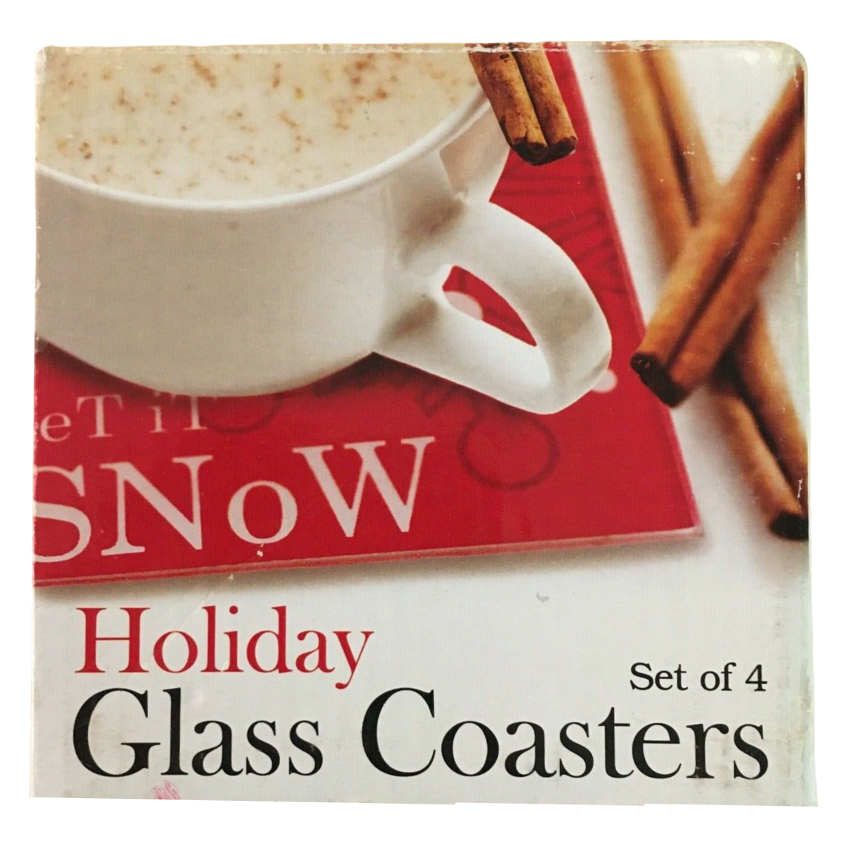 Glass Coasters Set of 4 Holiday Winter Christmas Snow Gifts Plus, Inc. 5669