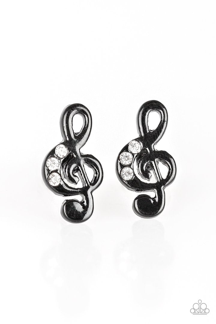 Treble Clef Note Rhinestone Starlet Shimmer Earrings