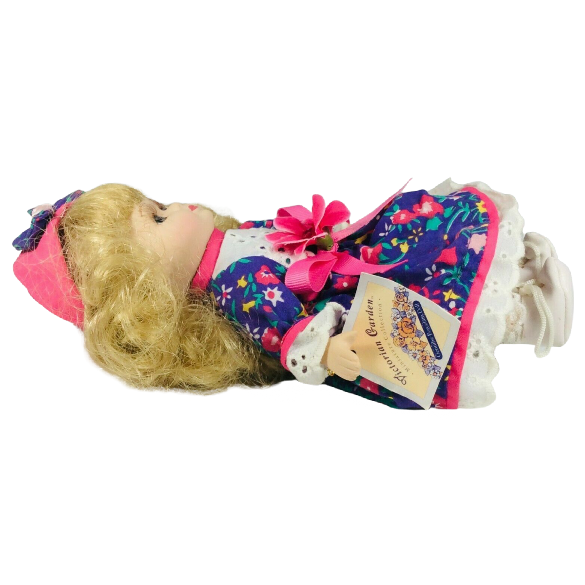 Victoria Garden Miniature Collection Porcelain 9" Doll Stick Floral Ribbon Bench