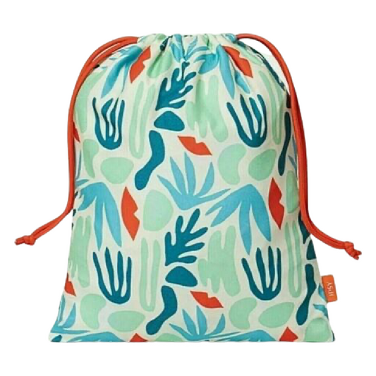 April 2021 Ipsy Glam Drawstring Bag Plus Leaves Nature Green Blue Red