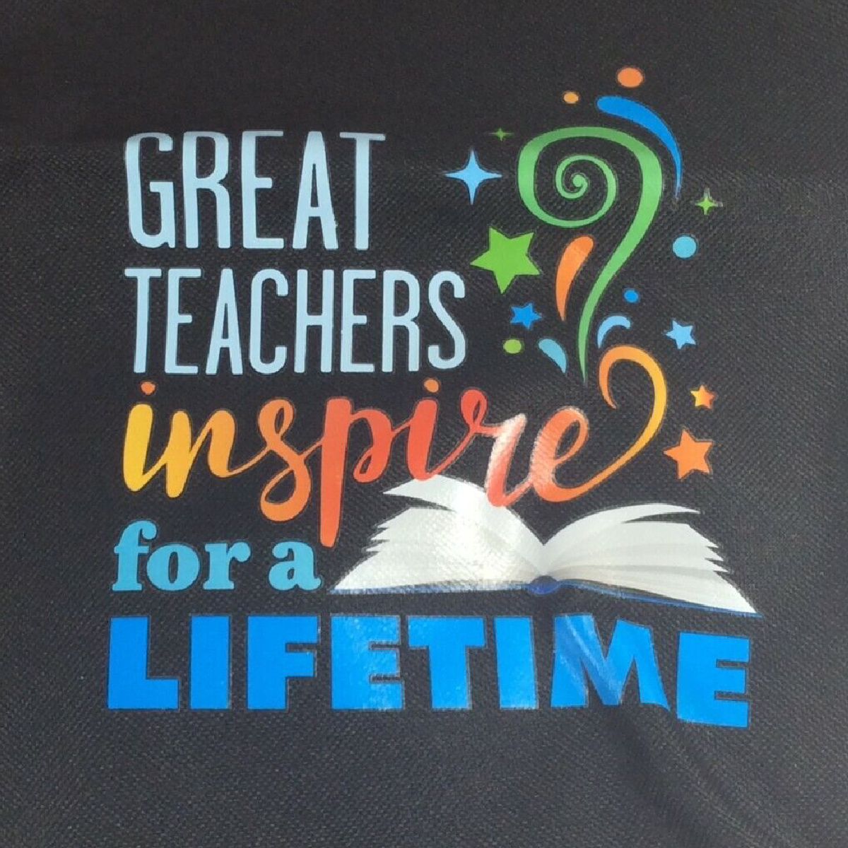 Great Teachers Inspire for a Lifetime Tote Bag Black Red Zipper Teach Gift NWOT