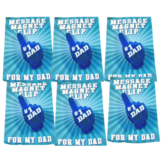 Lot of 6 Message Magnet Clip Blue "#1 Dad" Fan Father's Day Gift NEW
