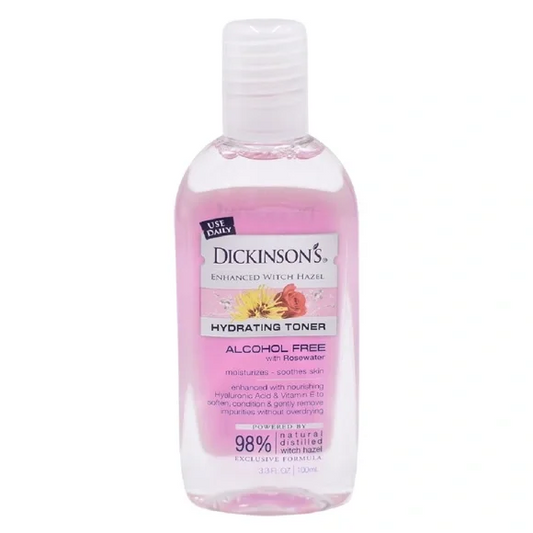 Alcohol Free Dickinson Witch Hazel Hydrating Toner w/ Rosewater, 3.3 oz New
