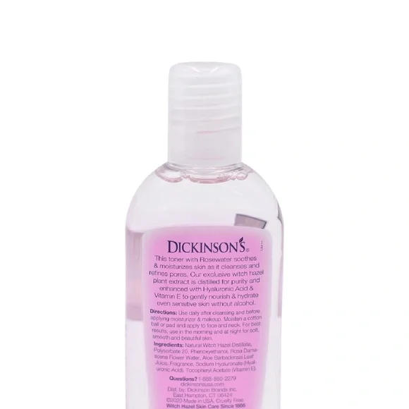 Alcohol Free Dickinson Witch Hazel Hydrating Toner w/ Rosewater, 3.3 oz New
