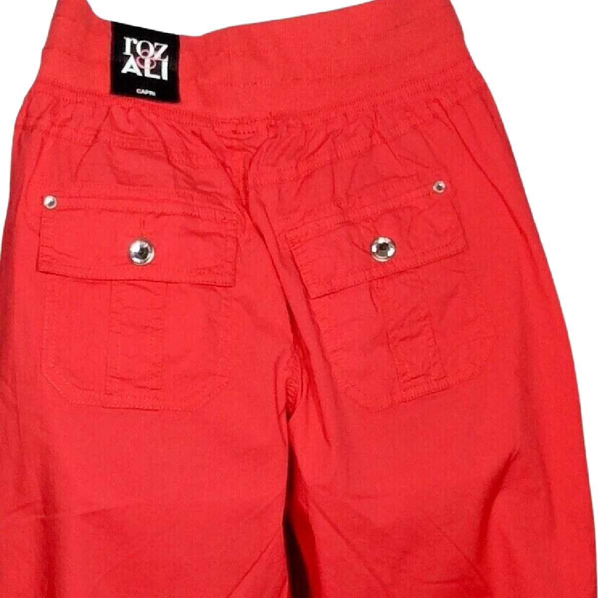 Roz & Ali Capri Pants Dressbarn Floral Embroidery Casual Size 4 Red Junior Women