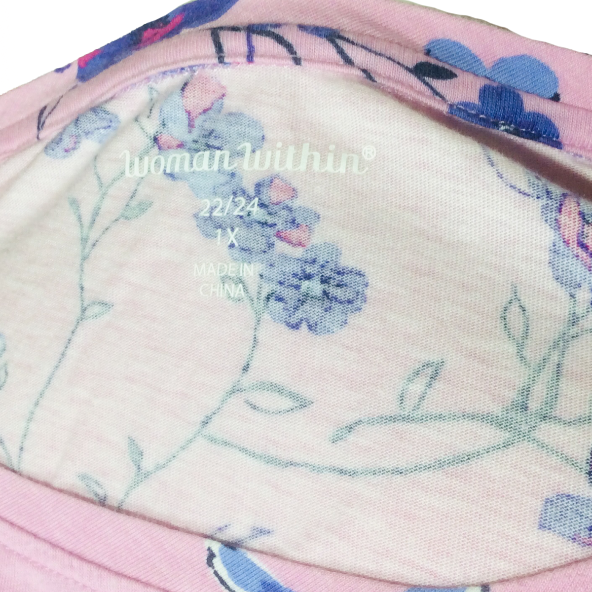 Women Within Pink Flower Floral Shirt Size 1X (22/24) Cold Shoulder Short Sleeve