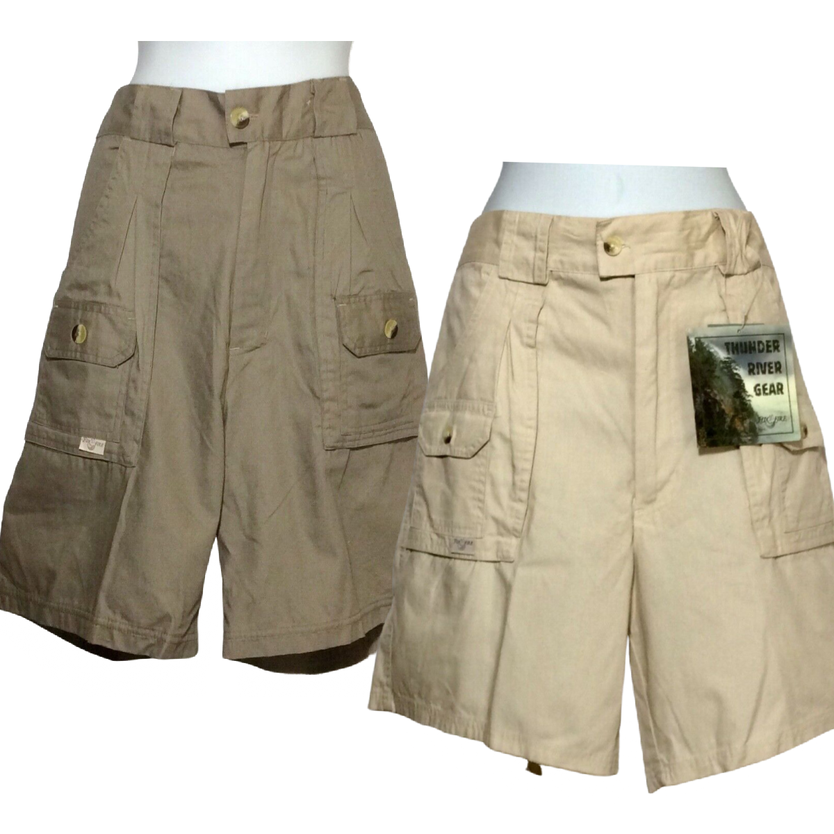 Fox Fire Field Thunder River Gear Cargo Shorts Lot Size M Stone Khaki Pockets 7"