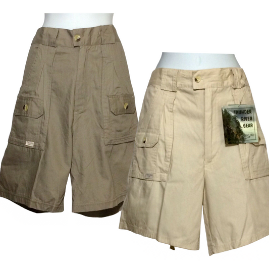 Fox Fire Field Thunder River Gear Cargo Shorts Lot Size M Stone Khaki Pockets 7"