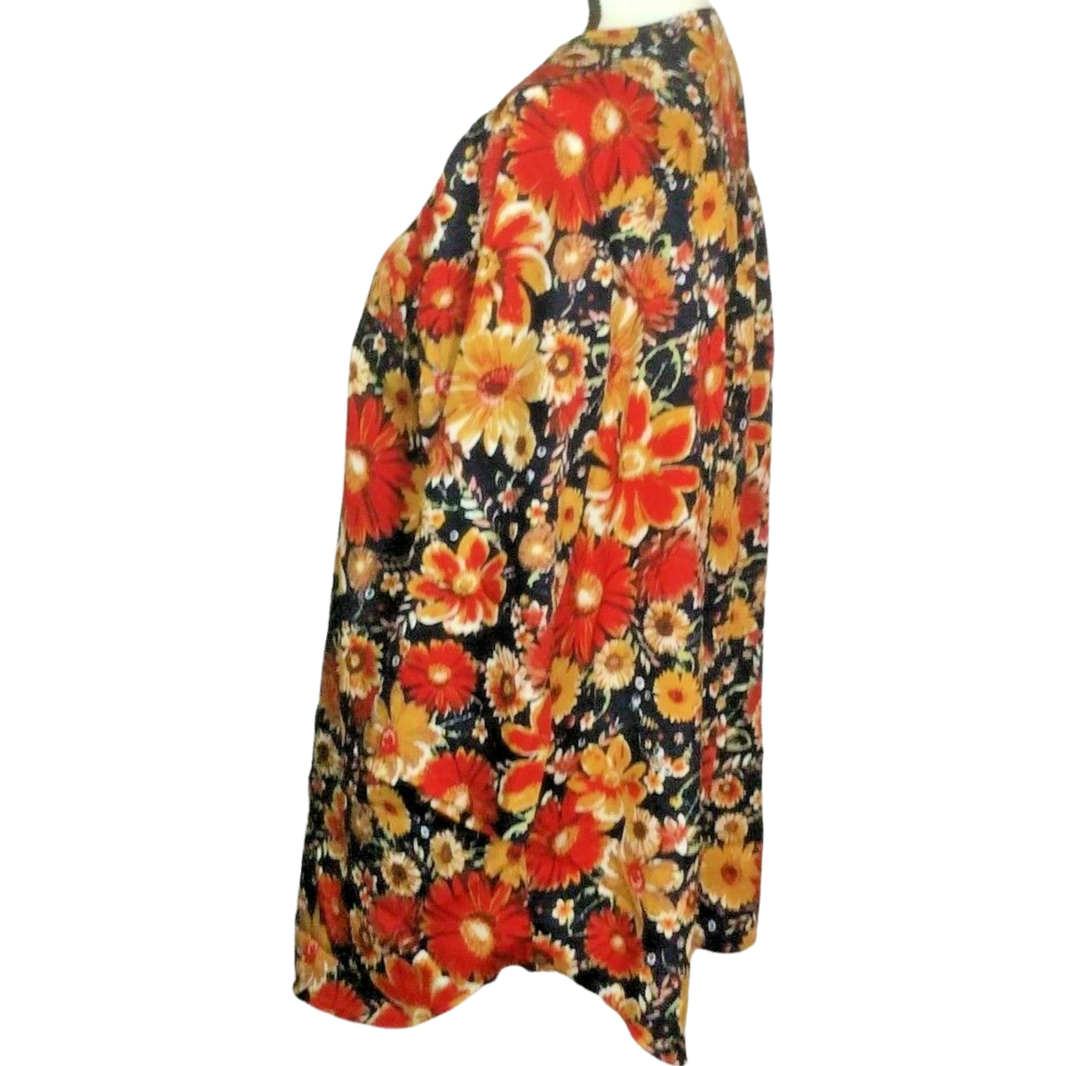 MPH Collection Women Tunic Shirt Size 2X Zipper Floral Flower Pockets Roll Tab