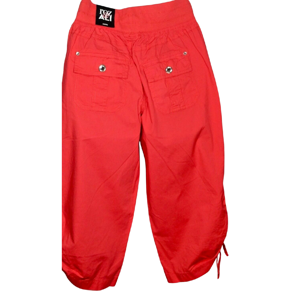 Roz & Ali Capri Pants Dressbarn Floral Embroidery Casual Size 4 Red Junior Women