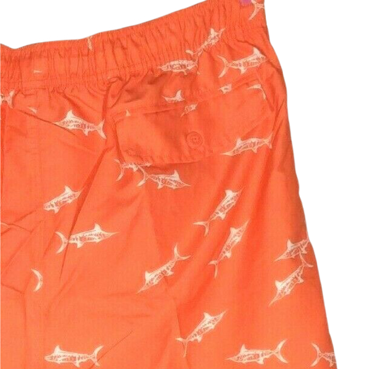 Old Navy Men Swim Trunks Size XXL Orange White Sharks Pockets Draw String NWT