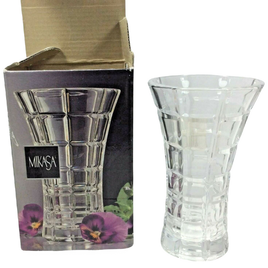 Monarchy Mikasa 4.75" Bud Vase Beveled Crystal Design (VZ006/612) Japan NIB
