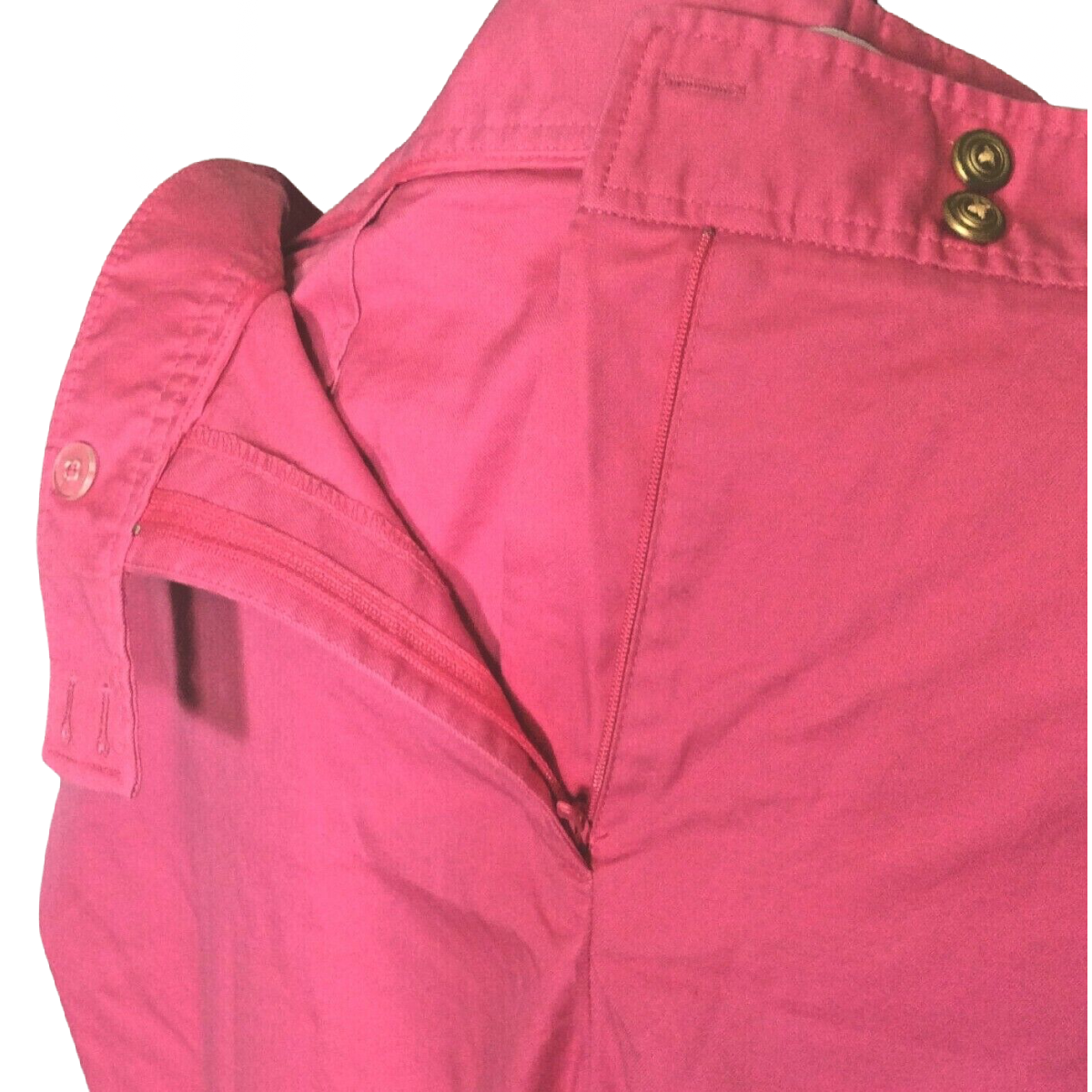 Fashion Bug Capri Pant Women Size 32W Pink Flat Front Button Ankle Zipper Pocket