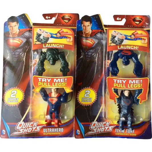 Quick Shots Flyin Furry Launch Pull Lot 2 Figure General Zoo Ultrahead Superman