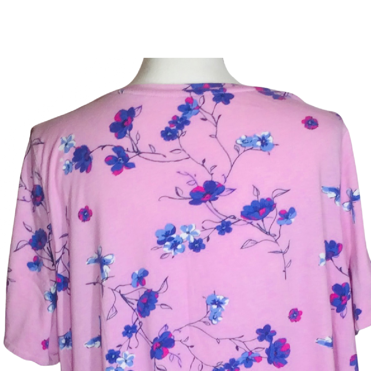 Women Within Pink Flower Floral Shirt Size 1X (22/24) Cold Shoulder Short Sleeve