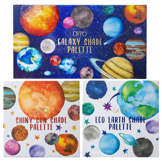 Lot of 3 Dito Space Planet Eyeshadow Palettes Shiny Sun, Eco Earth, Galaxy NEW