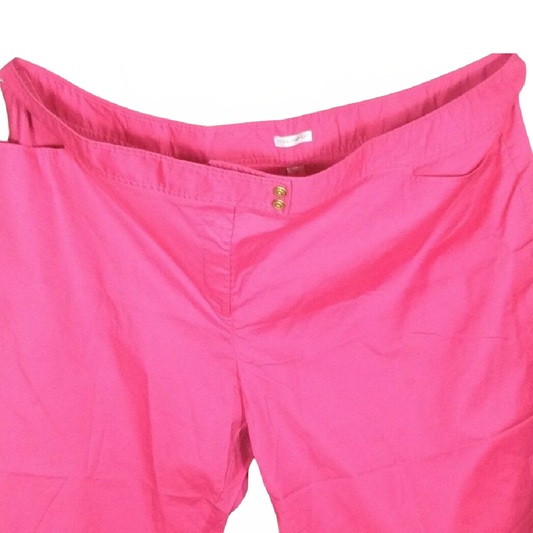 Fashion Bug Capri Pant Women Size 32W Pink Flat Front Button Ankle Zipper Pocket