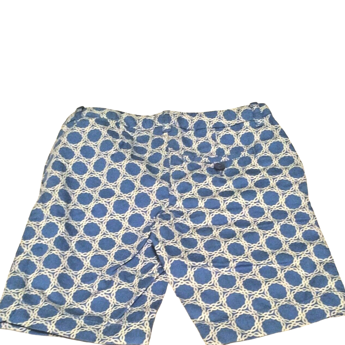 Lands' End Girl Bermuda Shorts Size 4 Blue White Floral Adjustable Waist Cotton