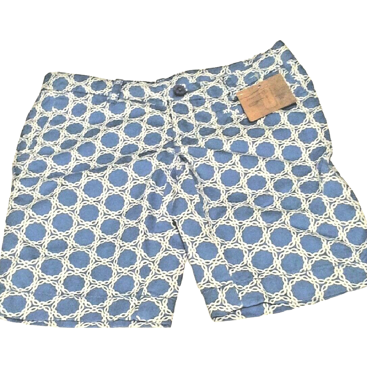 Lands' End Girl Bermuda Shorts Size 4 Blue White Floral Adjustable Waist Cotton