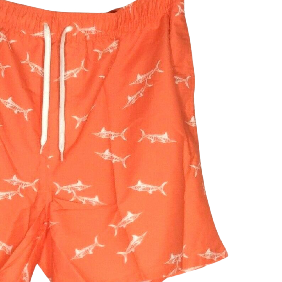 Old Navy Men Swim Trunks Size XXL Orange White Sharks Pockets Draw String NWT