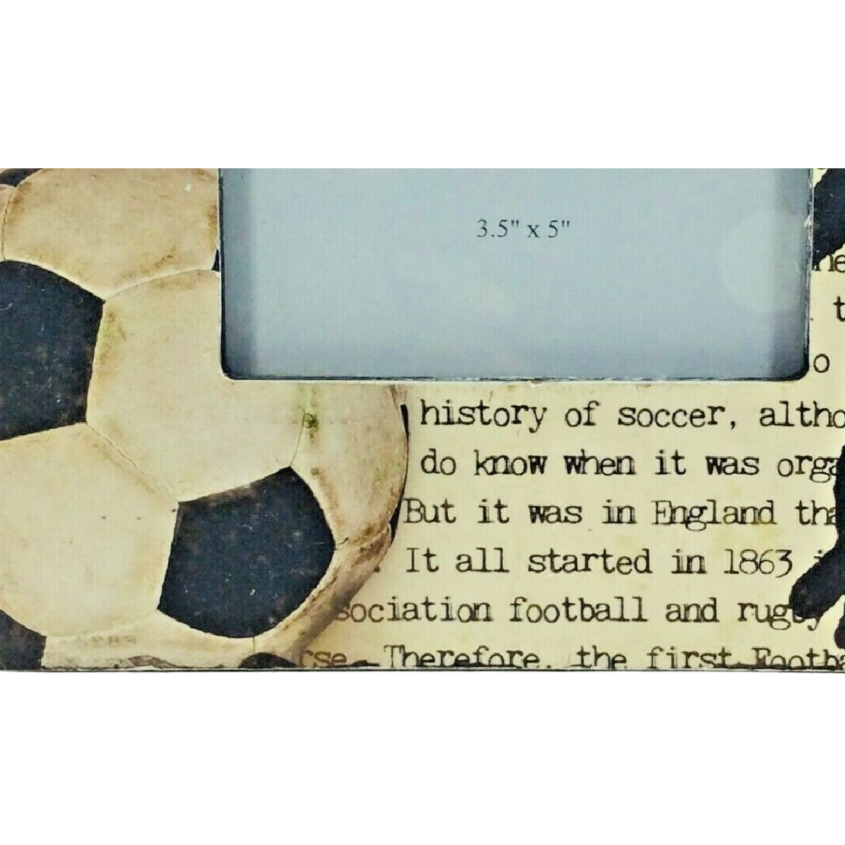 Rustic Plaque History of Soccer Photo Frame Size 3.5" New