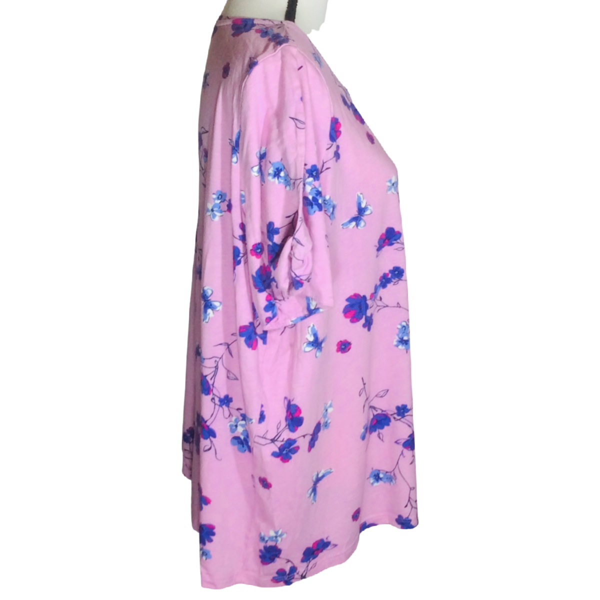 Women Within Pink Flower Floral Shirt Size 1X (22/24) Cold Shoulder Short Sleeve