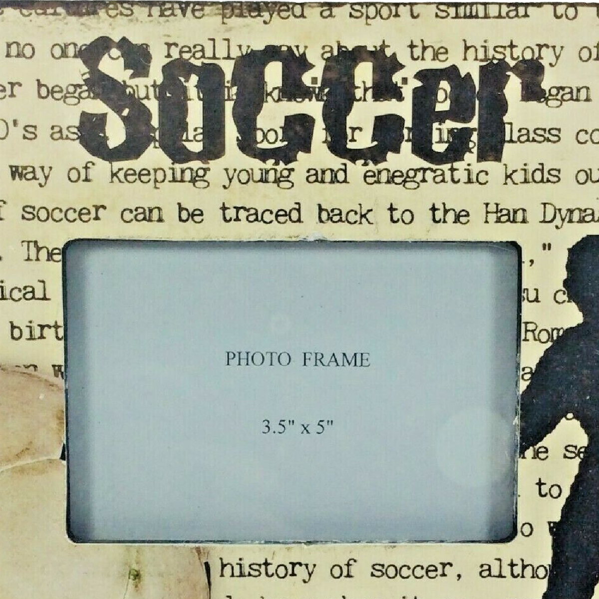 Rustic Plaque History of Soccer Photo Frame Size 3.5" New