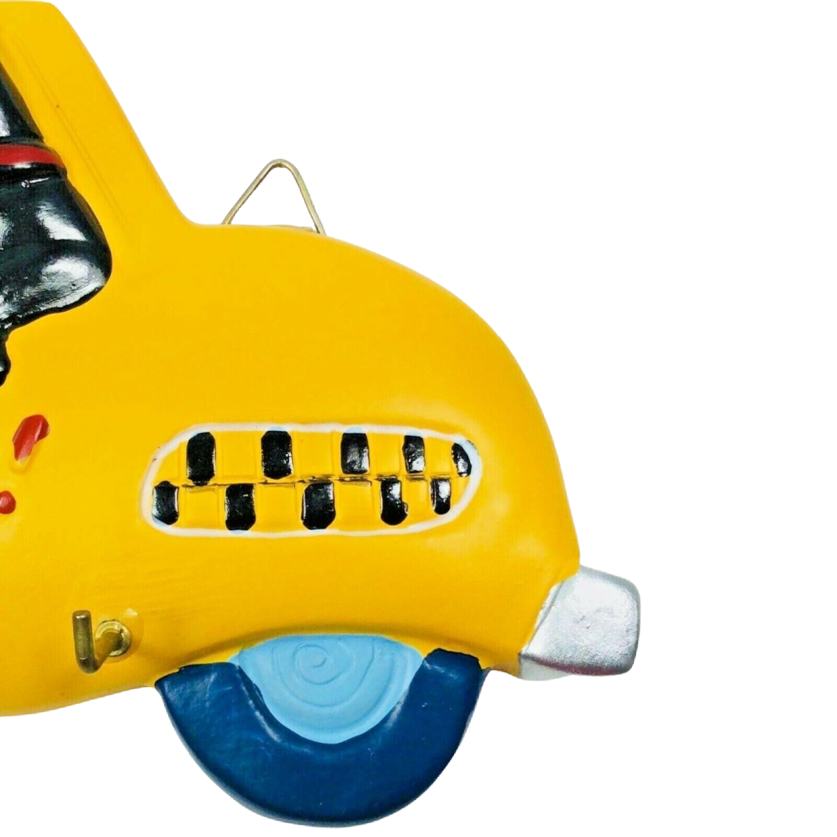 Yellow Taxi Cab Dog Puppy Leash Holder Key Hooks 7.5" Car Wall Plaque